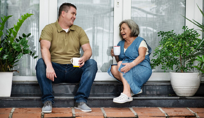 People meeting discussing neighbourhood